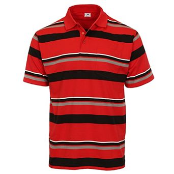 Gioberti Mens Multiple Stripe Polo Shirt With Pocket - Short Sleeve Yarn Dye