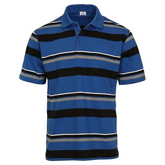 Gioberti Mens Multiple Stripe Polo Shirt With Pocket - Short Sleeve Yarn Dye