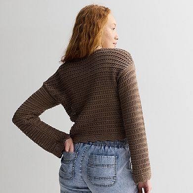 Juniors' SO Openwork Boatneck Sweater