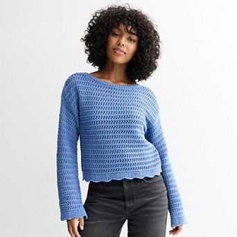 Juniors' SO® Openwork Boatneck Sweater