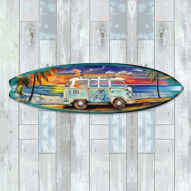 60" Surf Van at the Beach Surfboard Coastal Wall Art by G. DeBrekht