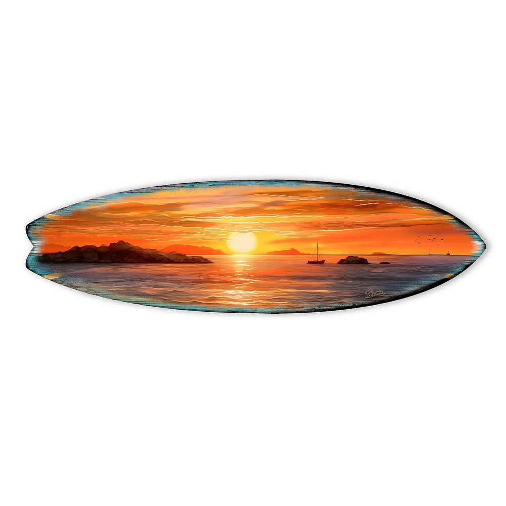 60" Sunset Symphony Surfboard Coastal Wall Art by G. DeBrekht