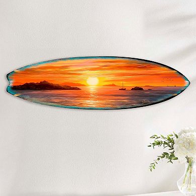 60" Sunset Symphony Surfboard Coastal Wall Art by G. DeBrekht