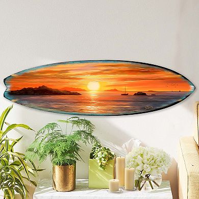 60" Sunset Symphony Surfboard Coastal Wall Art by G. DeBrekht