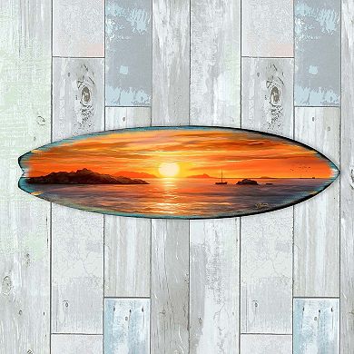 60" Sunset Symphony Surfboard Coastal Wall Art by G. DeBrekht