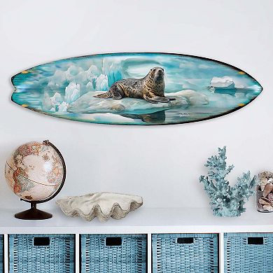 60" Leopard Seal Surfboard Wildlife Wall Art by G. DeBrekht