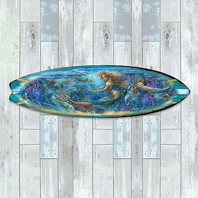 60" Mermaid Kingdom Surfboard Coastal Wall Art by G. DeBrekht