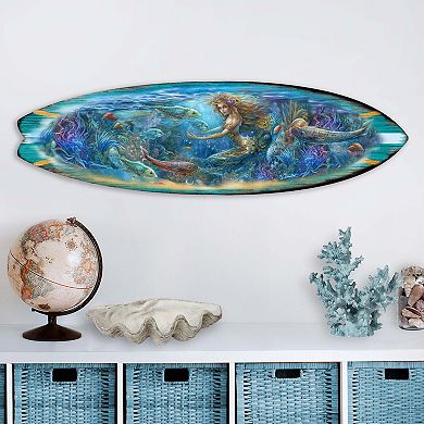 60" Mermaid Kingdom Surfboard Coastal Wall Art by G. DeBrekht