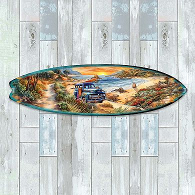 60" Morning Beach Surfboard Coastal Wall Art by G. DeBrekht