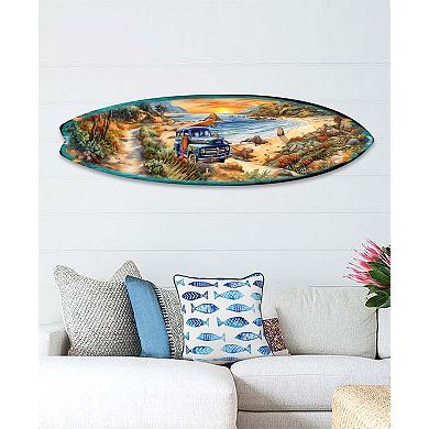 60" Morning Beach Surfboard Coastal Wall Art by G. DeBrekht
