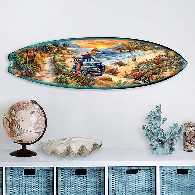60" Morning Beach Surfboard Coastal Wall Art by G. DeBrekht