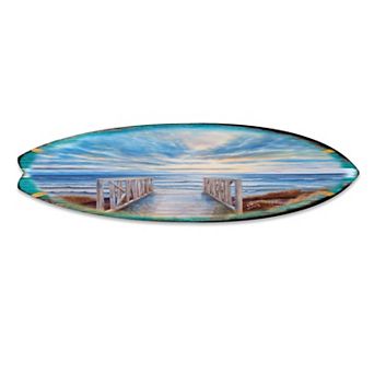60" Wooden Pier Surfboard Coastal Wall Art by G. DeBrekht