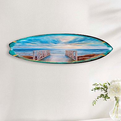 60" Wooden Pier Surfboard Coastal Wall Art by G. DeBrekht