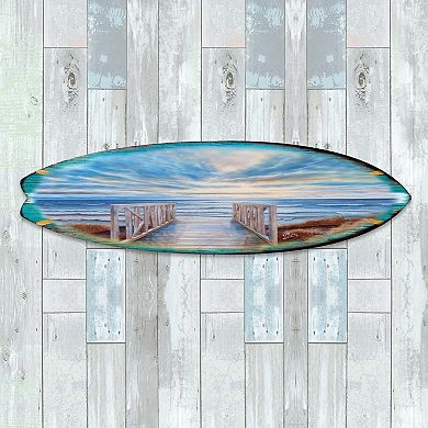 60" Wooden Pier Surfboard Coastal Wall Art by G. DeBrekht