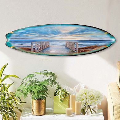 60" Wooden Pier Surfboard Coastal Wall Art by G. DeBrekht