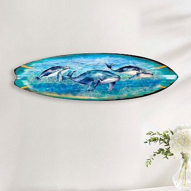60" Whale's Harmony Surfboard Coastal Wall Art by G. DeBrekht