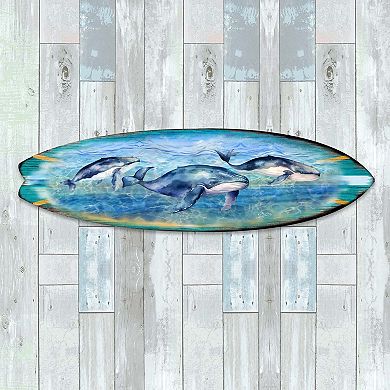 60" Whale's Harmony Surfboard Coastal Wall Art by G. DeBrekht