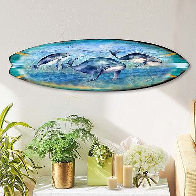 60" Whale's Harmony Surfboard Coastal Wall Art by G. DeBrekht