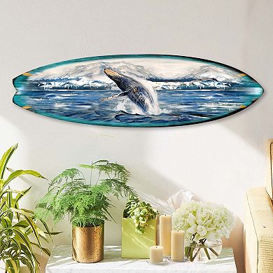 60" Humpback Harmony Surfboard Coastal Wall Art by G. DeBrekht