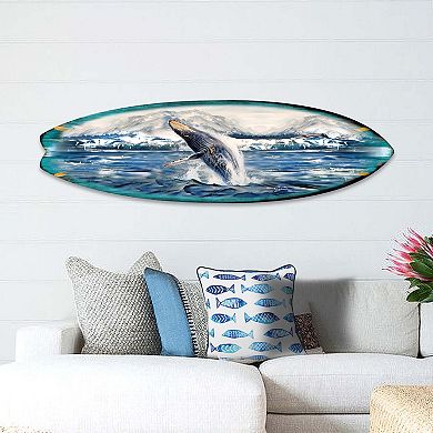 60" Humpback Harmony Surfboard Coastal Wall Art by G. DeBrekht