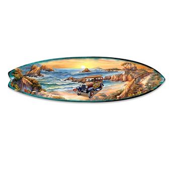 60" Sunrise at the Beach Surfboard Coastal Wall Art by G. DeBrekht