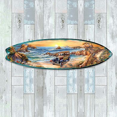 60" Sunrise at the Beach Surfboard Coastal Wall Art by G. DeBrekht