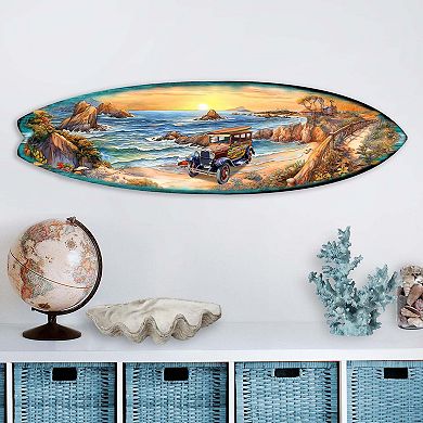60" Sunrise at the Beach Surfboard Coastal Wall Art by G. DeBrekht
