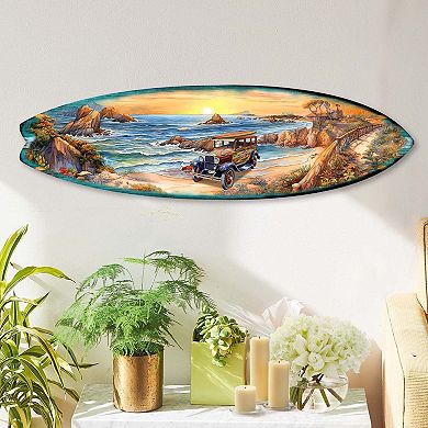 60" Sunrise at the Beach Surfboard Coastal Wall Art by G. DeBrekht