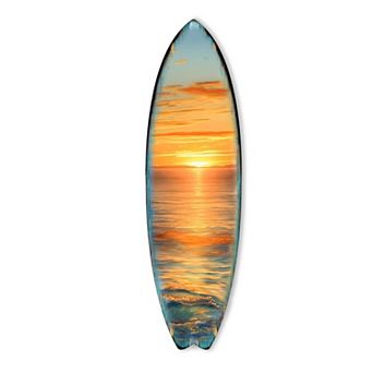 60" Golden Waves Surfboard Coastal Wall Art by G. DeBrekht