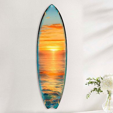 60" Golden Waves Surfboard Coastal Wall Art by G. DeBrekht