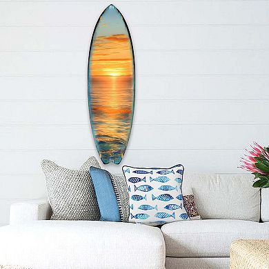 60" Golden Waves Surfboard Coastal Wall Art by G. DeBrekht
