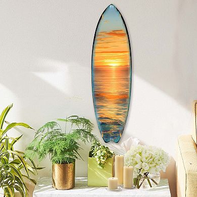 60" Golden Waves Surfboard Coastal Wall Art by G. DeBrekht