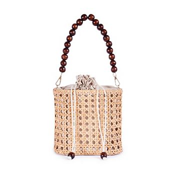 Amalfi Wood Bead Handle Cane Satchel Bag