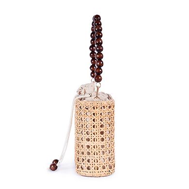 Amalfi Wood Bead Handle Cane Satchel Bag