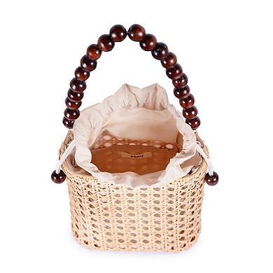 Amalfi Wood Bead Handle Cane Satchel Bag