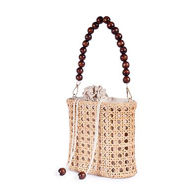 Amalfi Wood Bead Handle Cane Satchel Bag
