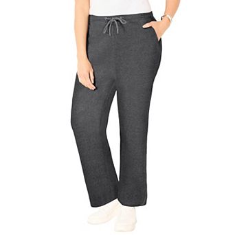Catherines Women's Plus Size Cloud Knit Ribbed Straight Leg Pant