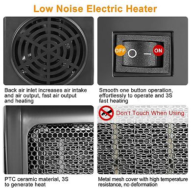 500W Portable Electric Heater, PTC Ceramic Fan, Fast 3S Heating for Home