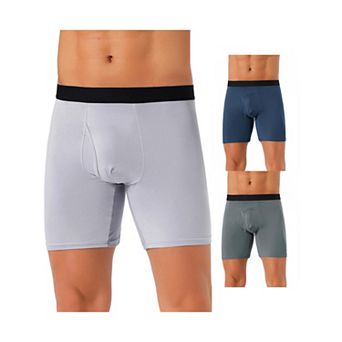 3 pc Men's Lightweight Solid Color Soft Stretch Open-fly Basic Boxer Briefs Set