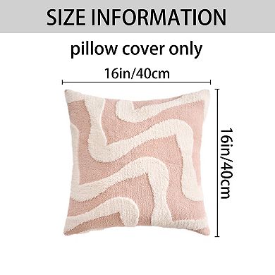 Snowflake Fleece Throw Pillow Cover with Wavy Pattern Cushion Case Modern Pillowcase 2Pcs