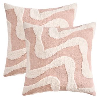 Snowflake Fleece Throw Pillow Cover with Wavy Pattern Cushion Case Modern Pillowcase 2 pc