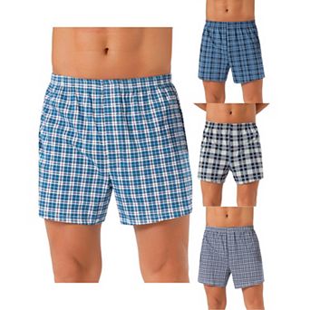 4 pc Men's Casual Soft Elastic Waistband Plaid Pattern Boxer Shorts Set
