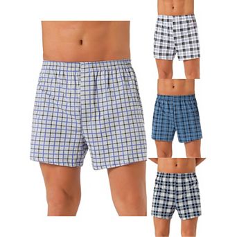 4 pc Men's Casual Soft Elastic Waistband Plaid Pattern Boxer Shorts Set