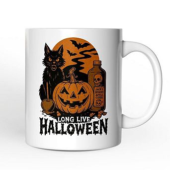 Long Live Halloween Mug, Retro Black Cat Pumpkin Gift