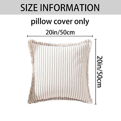 2Pcs Classical Striped Throw Pillow Cover with Tassels Fringe Boho Decoration Cushion Cases for Home