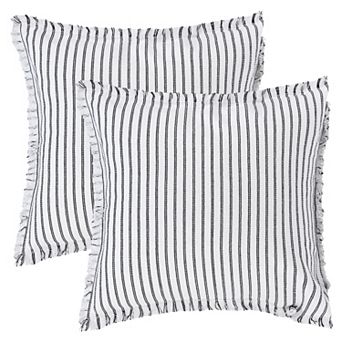 2 pc Classical Striped Throw Pillow Cover with Tassels Fringe Boho Decoration Cushion Cases for Home