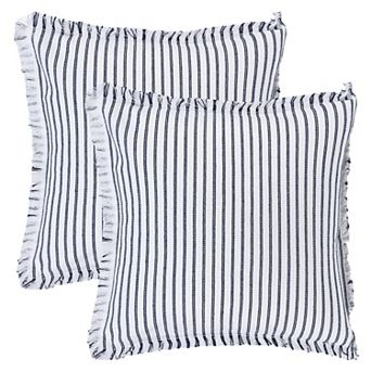 2 pc Classical Striped Throw Pillow Cover with Tassels Fringe Boho Decoration Cushion Cases for Home