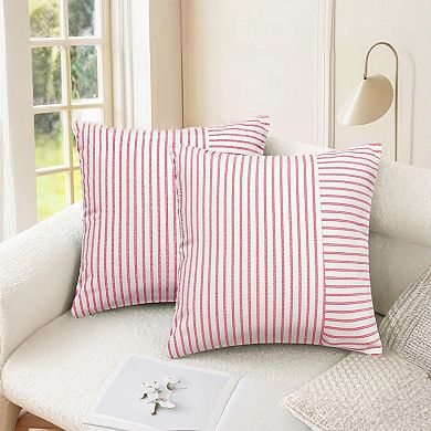 Boho Striped Throw Pillow Covers Set of 2 Farmhouse Pillow Cases Home Decor for Couch Sofa Bedroom