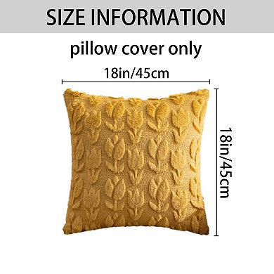 Throw Pillow Covers Set of 2, Soft Flower Pattern Plush Jacquard Pillow Cases Decoration for Bedroom