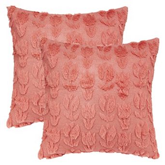 Throw Pillow Covers Set of 2, Soft Flower Pattern Plush Jacquard Pillow Cases Decoration for Bedroom